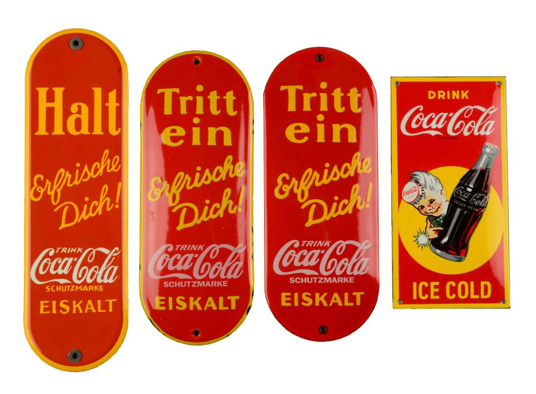Lot Of 4: Coca - Cola Porcelain Door Pushes. (1 of 1)