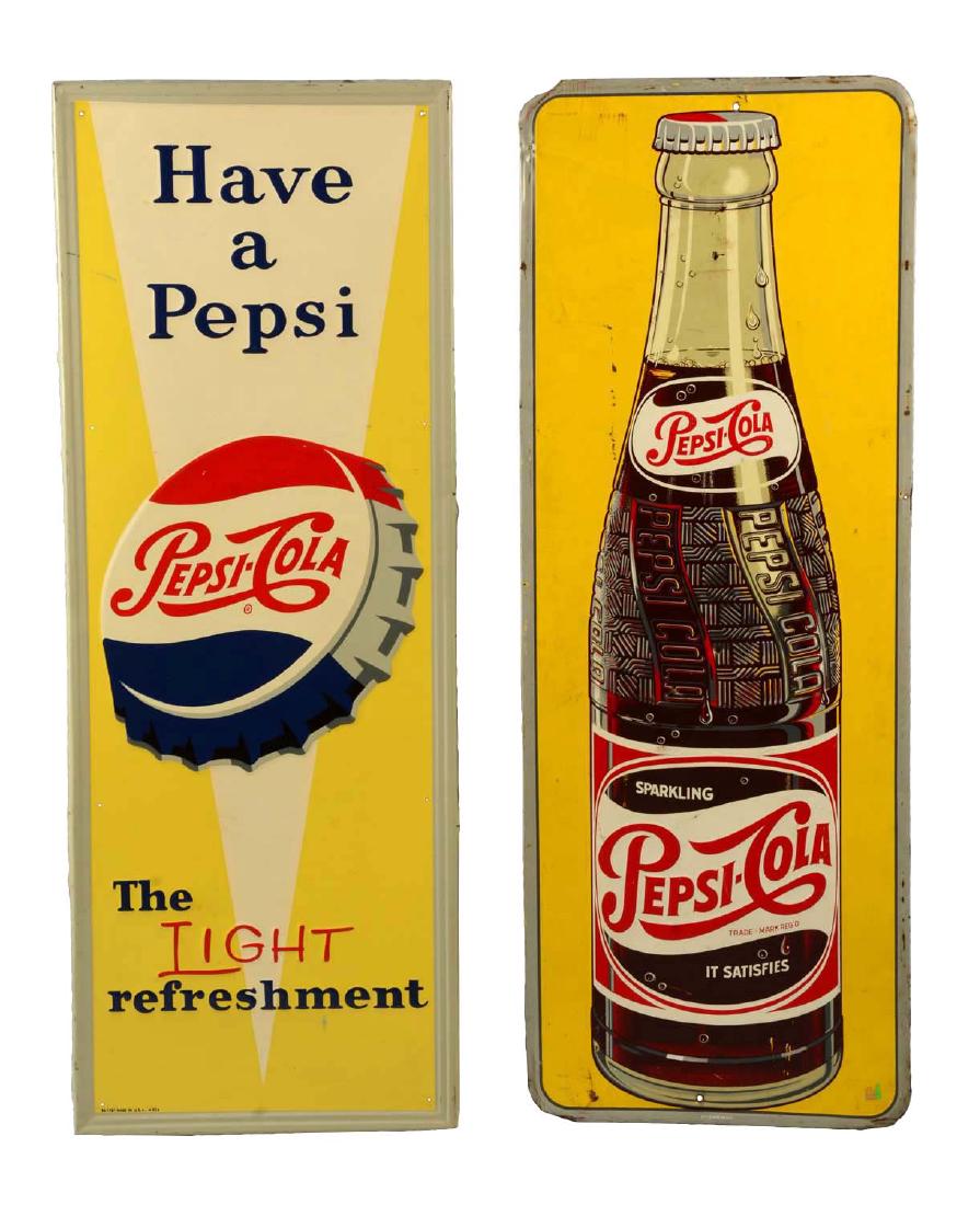 Lot Of 2:  Pepsi Cola Tin Advertising Signs. (1 of 1)