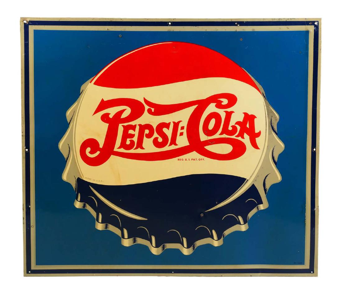 Pepsi Double Dot Bottle Cap Advertising Sign. (1 of 1)