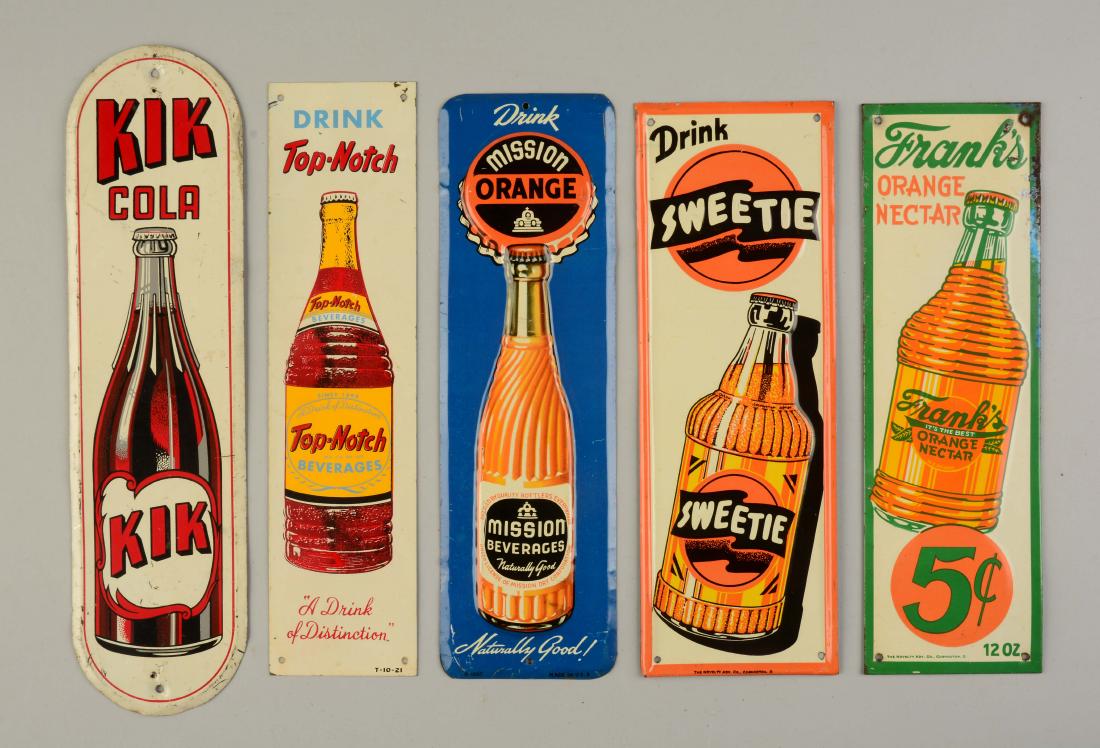 Lot Of 5: Soda Door Pushes.: Soda related door pushes. (Excellent - Excellent Plus). Largest : 13 -1/2" x 3 -1/4".