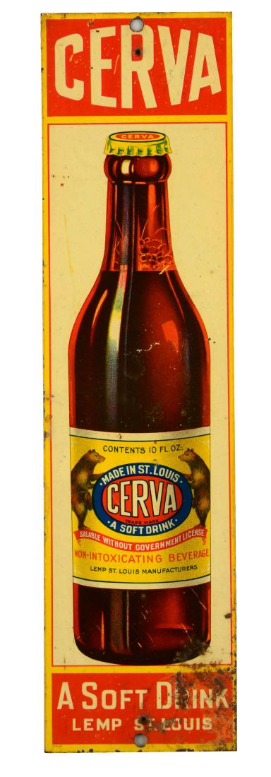 Cerva Soft Drink Tin Door Push. (1 of 1)