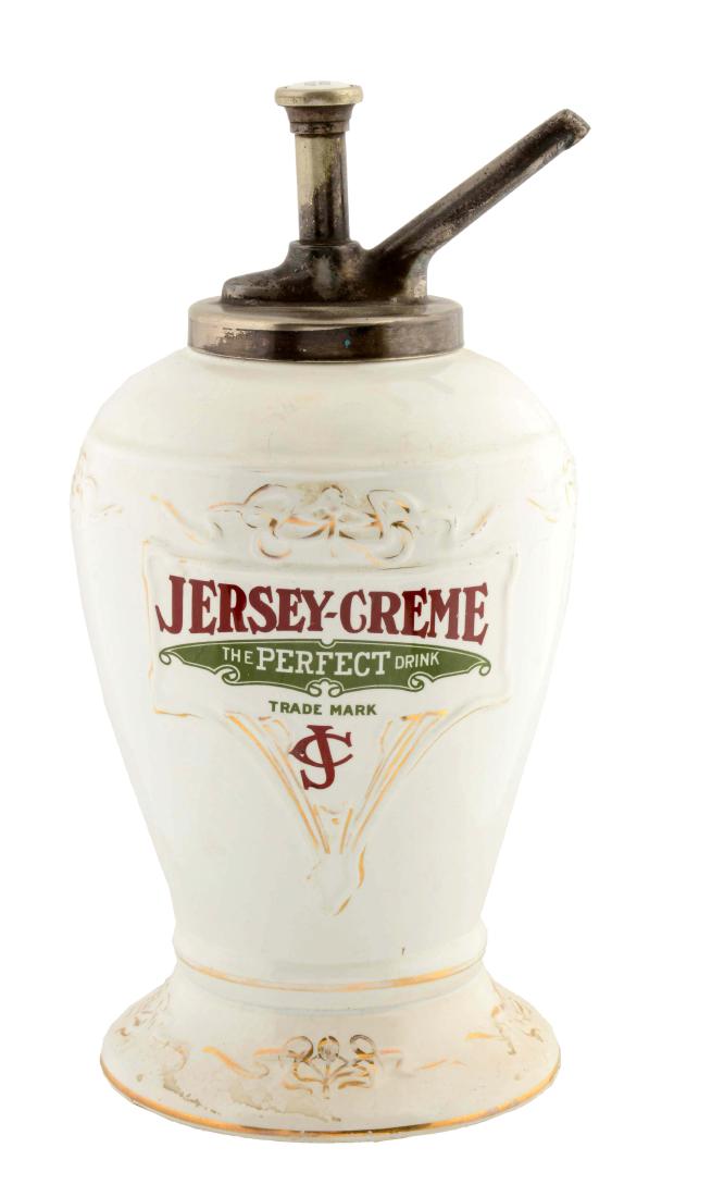 Jersey-Creme Embossed Syrup Dispenser. (1 of 5)