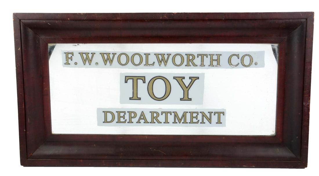 Framed Mirror FW. Woolworth Co. Toy Sign. (1 of 2)