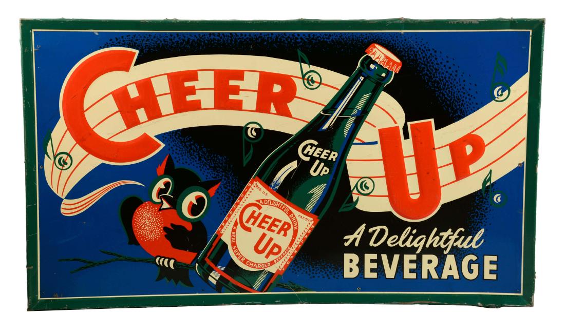 Cheer Up Beverage Self Framed Tin Sign. (1 of 1)
