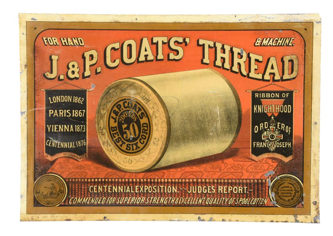 J & P Coats Thread Tin Advertising Sign. (1 of 1)