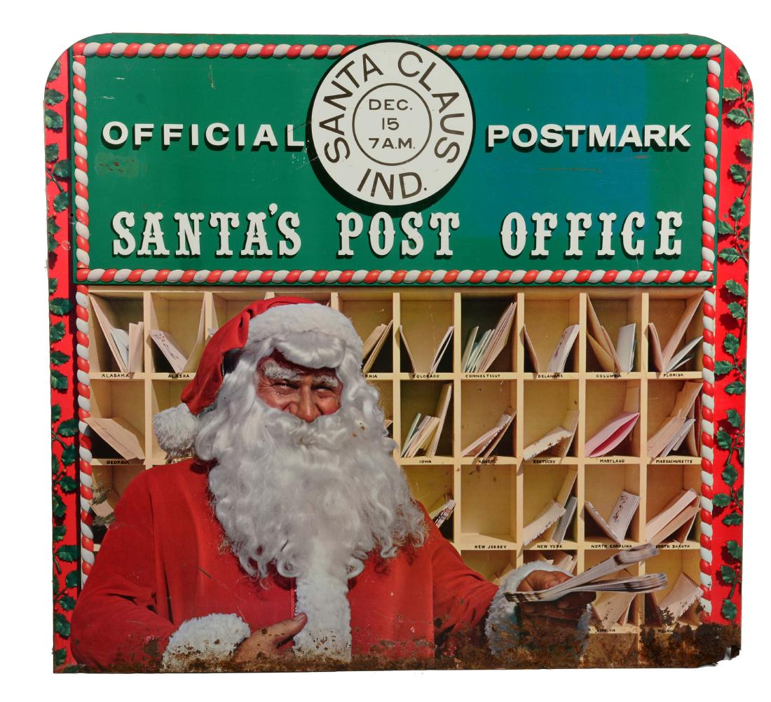 Santa's Post Office Tin Advertising Sign. (1 of 1)
