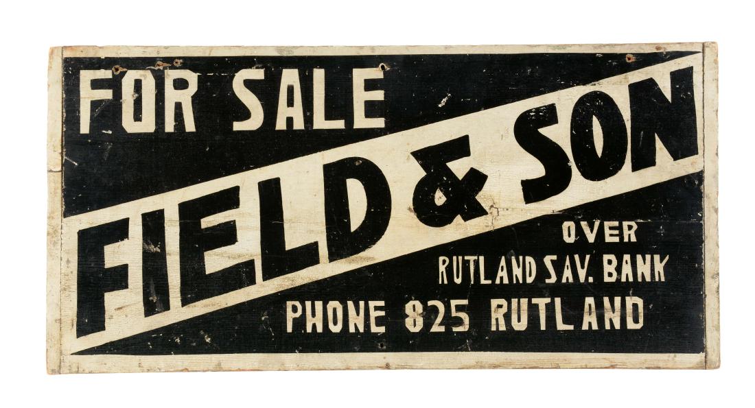 Double Sided Wooden For Sale Sign.: Sign was made by Ithaca Sign Works. Sign has minor wear on both sides, some scrapes and dings, and a few added holes. (Very Good). 24" x 12".