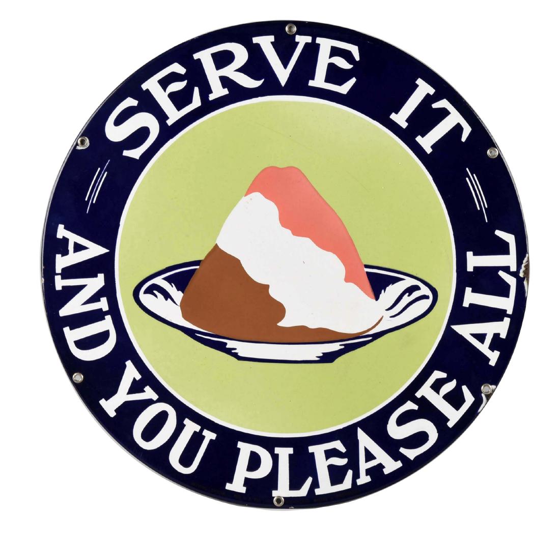 Porcelain Serve It Ice Cream Sign. (1 of 2)
