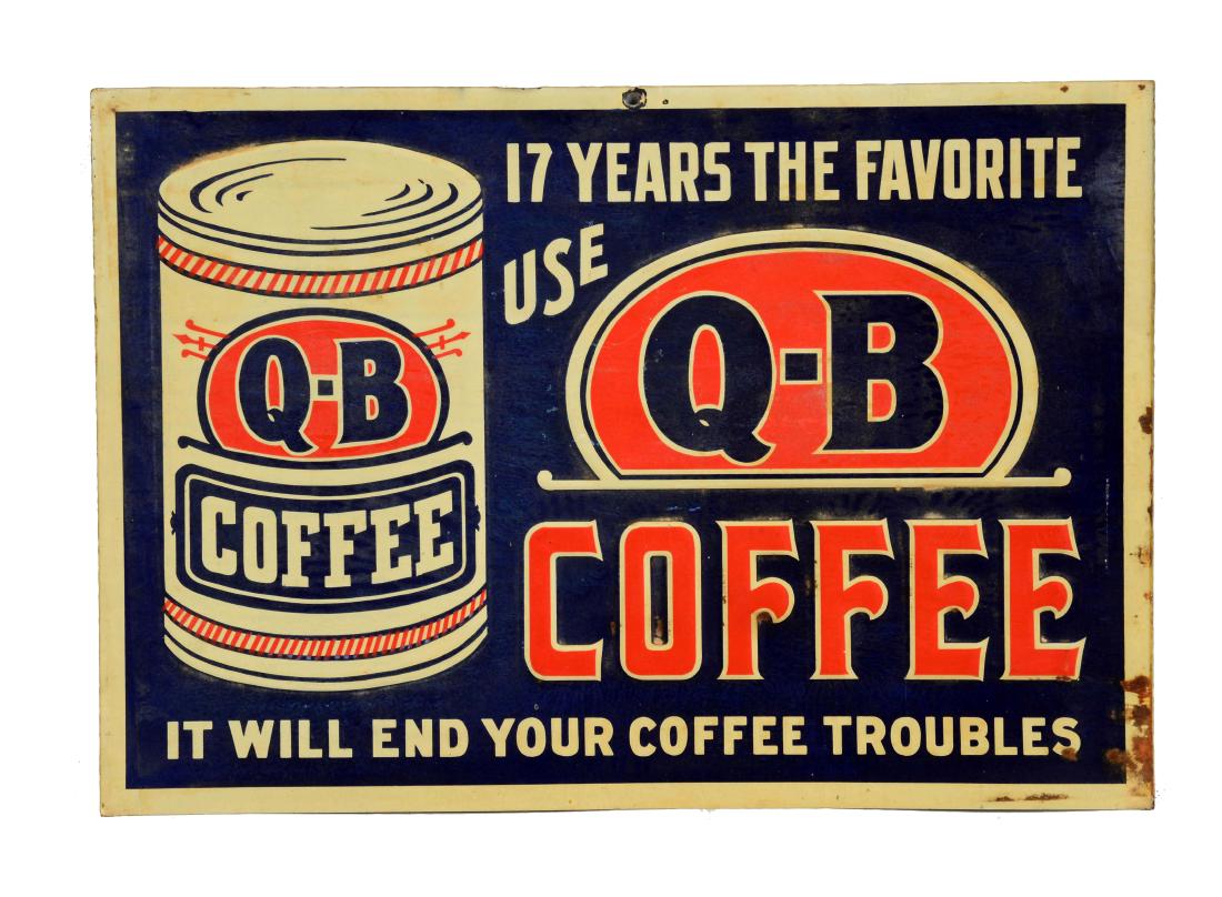 Embossed Q - B Coffee Tin Tacker Sign. (1 of 1)