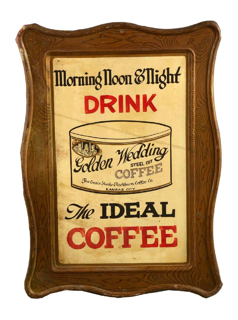 Golden Wedding Coffee Self Framed Tin Advertising Sign. (1 of 1)