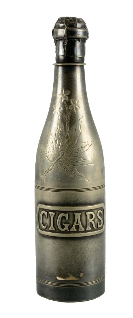 Pairpoint Silver Plated Figural Bottle Cigar Humidor. (1 of 5)