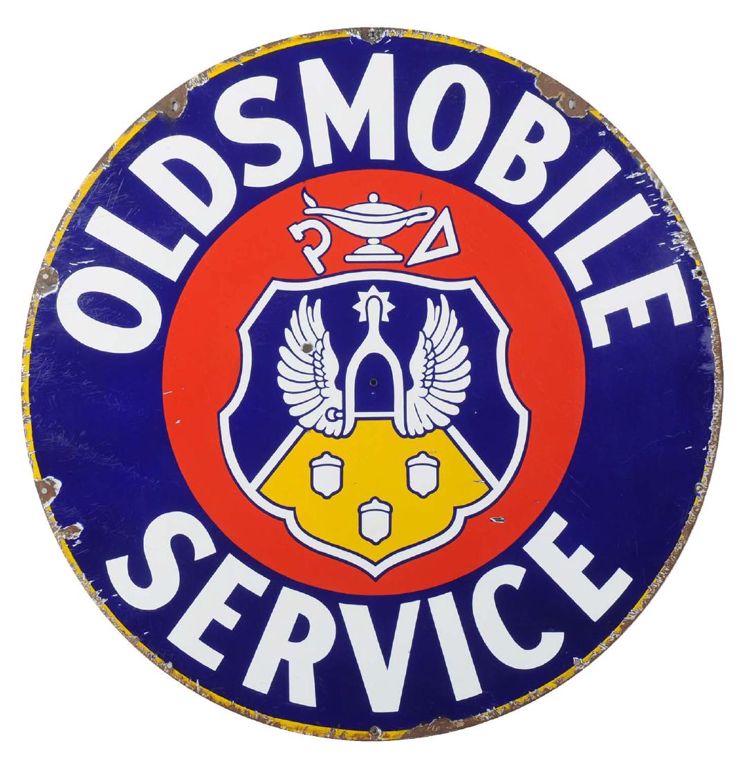 Oldsmobile Service With Crest Logo Porcelain Sign. (1 of 1)