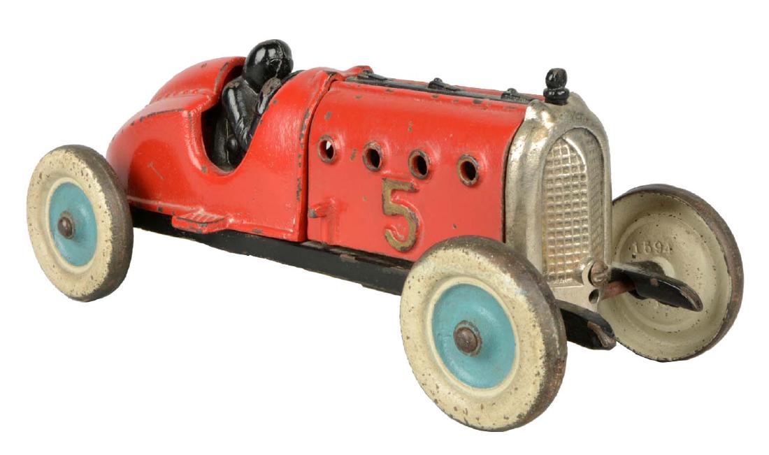 Hubley Cast Iron Race Car #5 With Driver. (1 of 8)