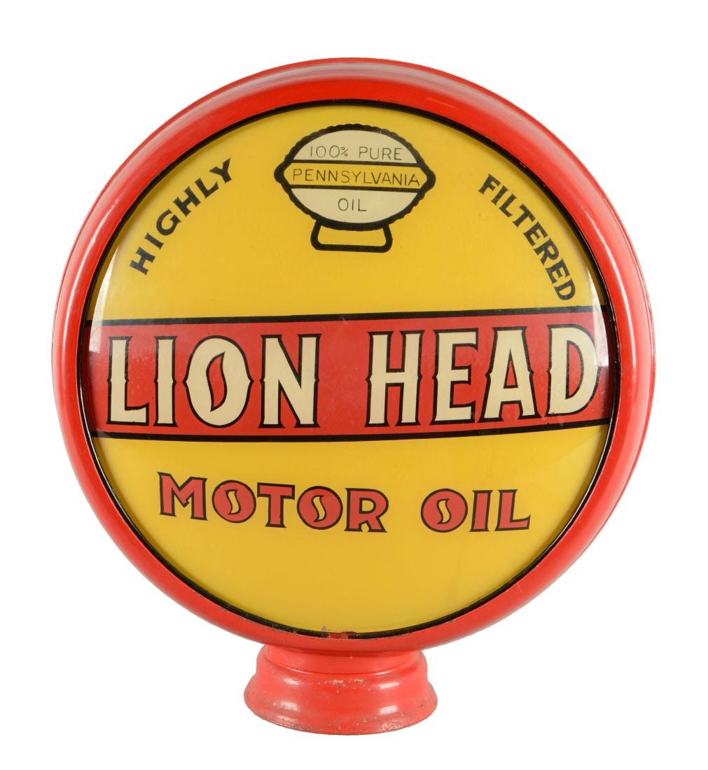 Reproduction Lion Head Motor Oil 15" Globe Lenses. (1 of 6)