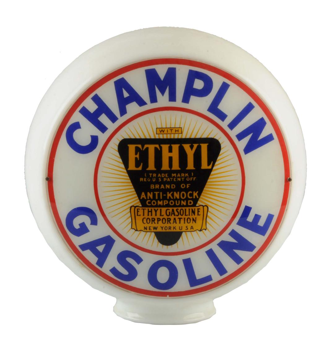 Champlin Gasoline With Ethyl Logo 13-1/2" Globe Lenses. (1 of 2)