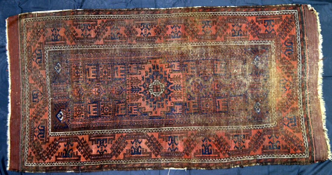 Turkoman Oriental Rug. 73" x 37" (1 of 3)