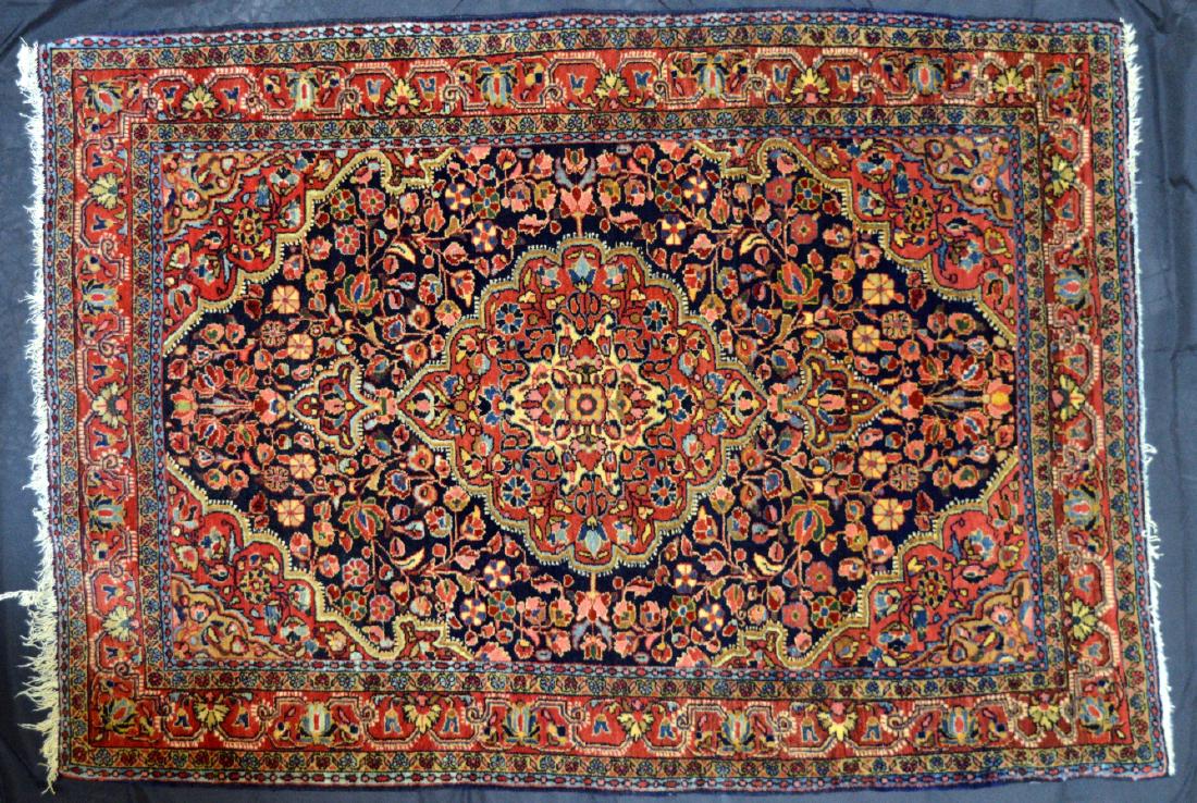 Blue Sarouk Oriental Rug 58" x 41" (1 of 3)