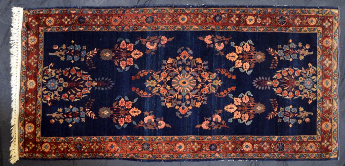 Blue Sarouk Oriental Rug Runner 76" x 37" (1 of 3)
