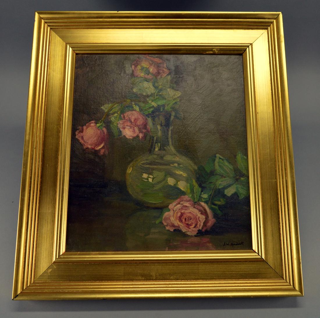 John Wesley Hardwick Still Life, Oil on Board: John Wesley Hardwick, Black American Indiana Artist, Still Life, Oil on Board, 17"x15"