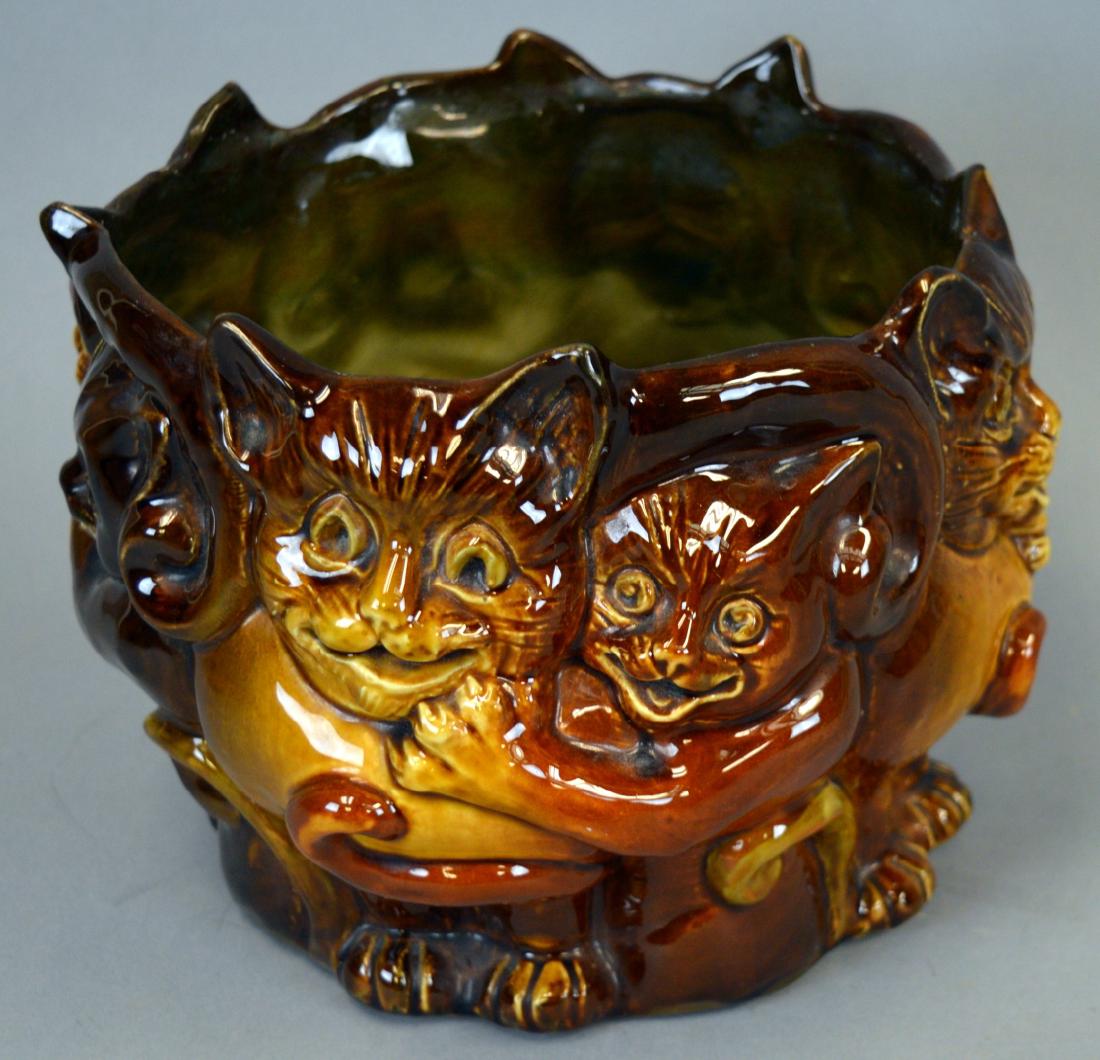 Rare! Vance Avon Faience Cats Jardiniere (1 of 3)