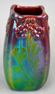 Weller Pottery Sicard Vase: Weller Pottery Sicard Vase, Signed in Decoration, 4-1/2" high, some crazing.