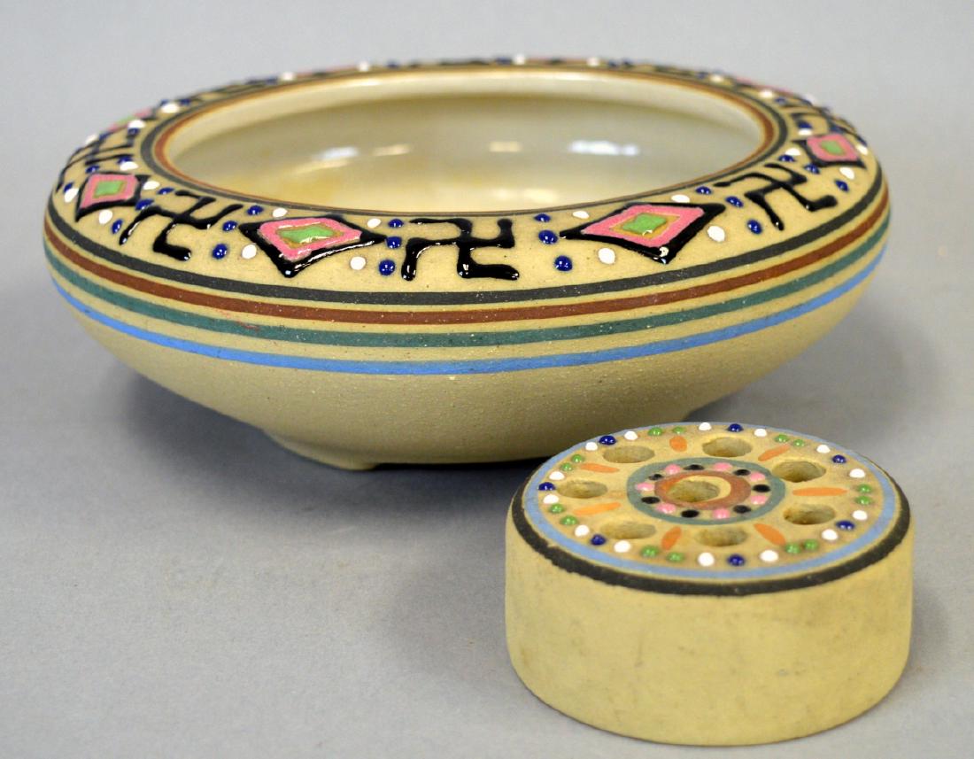 Brush McCoy Pottery Zuni Art Bowl & Flower Frog (1 of 2)