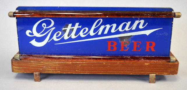 Gettelman Beer Sign: Gettelman Beer Sign 13" long, Gettelman Brewery was in Milwaukee, some paint loss and needs rewired.