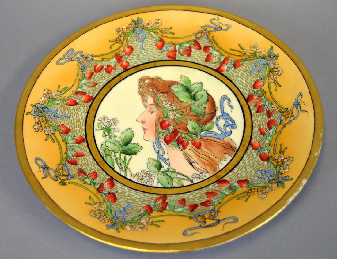 T & V Limoges Mucha Style Handpainted Plate (1 of 3)
