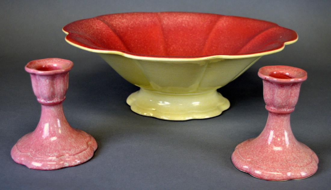 3 piece Cowan pottery console set (1 of 4)