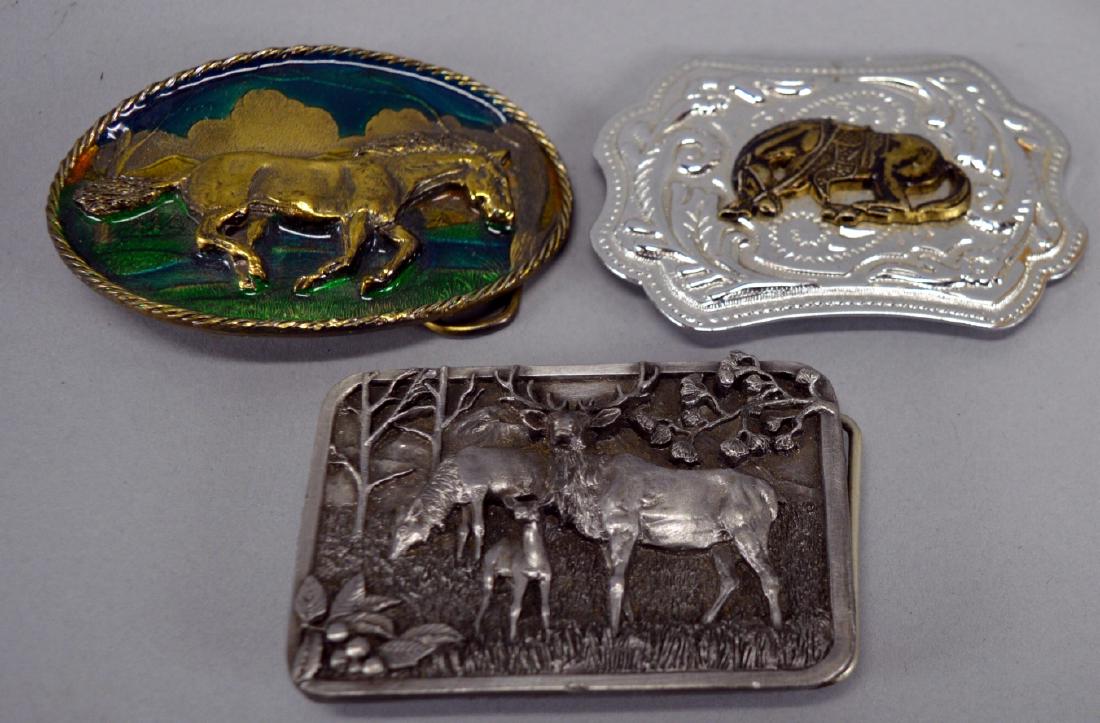 Horse belt buckles (2) Deer belt buckle (1) (1 of 2)
