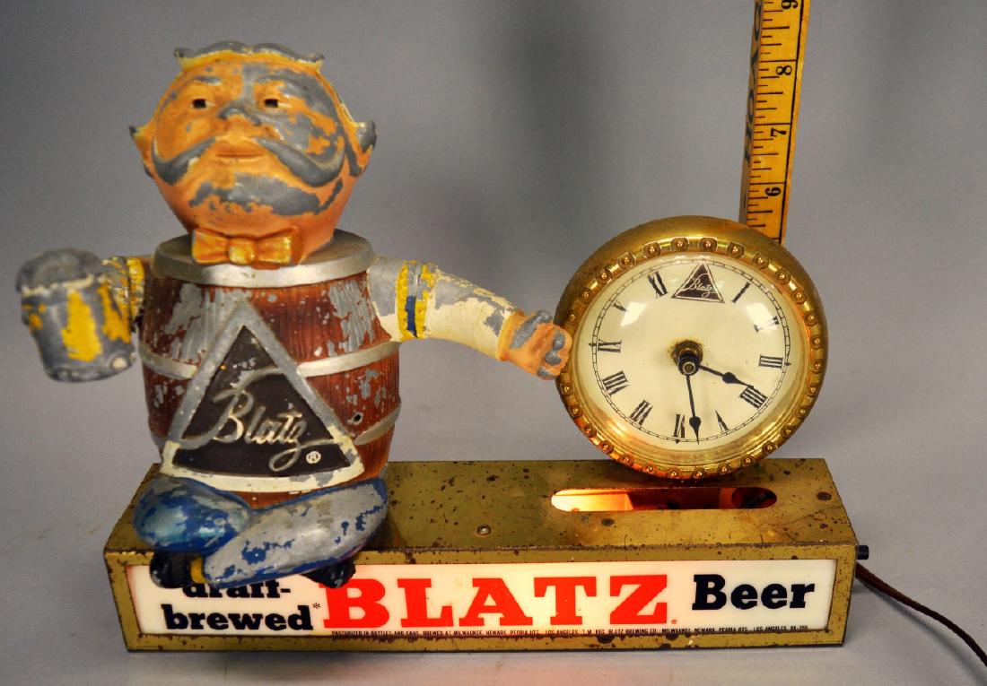 Blatz Beer Sign, Guy is Cast, Clock does not work, (1 of 4)