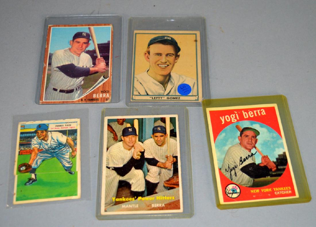 Yogi Berra, Lefty Gomez, baseball cards (1 of 2)
