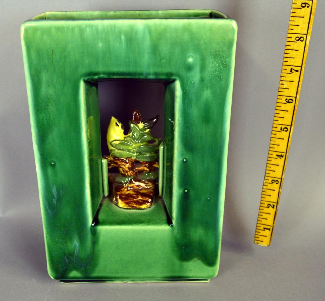 McCoy Planter Green with bird, manufacturing spots (1 of 4)