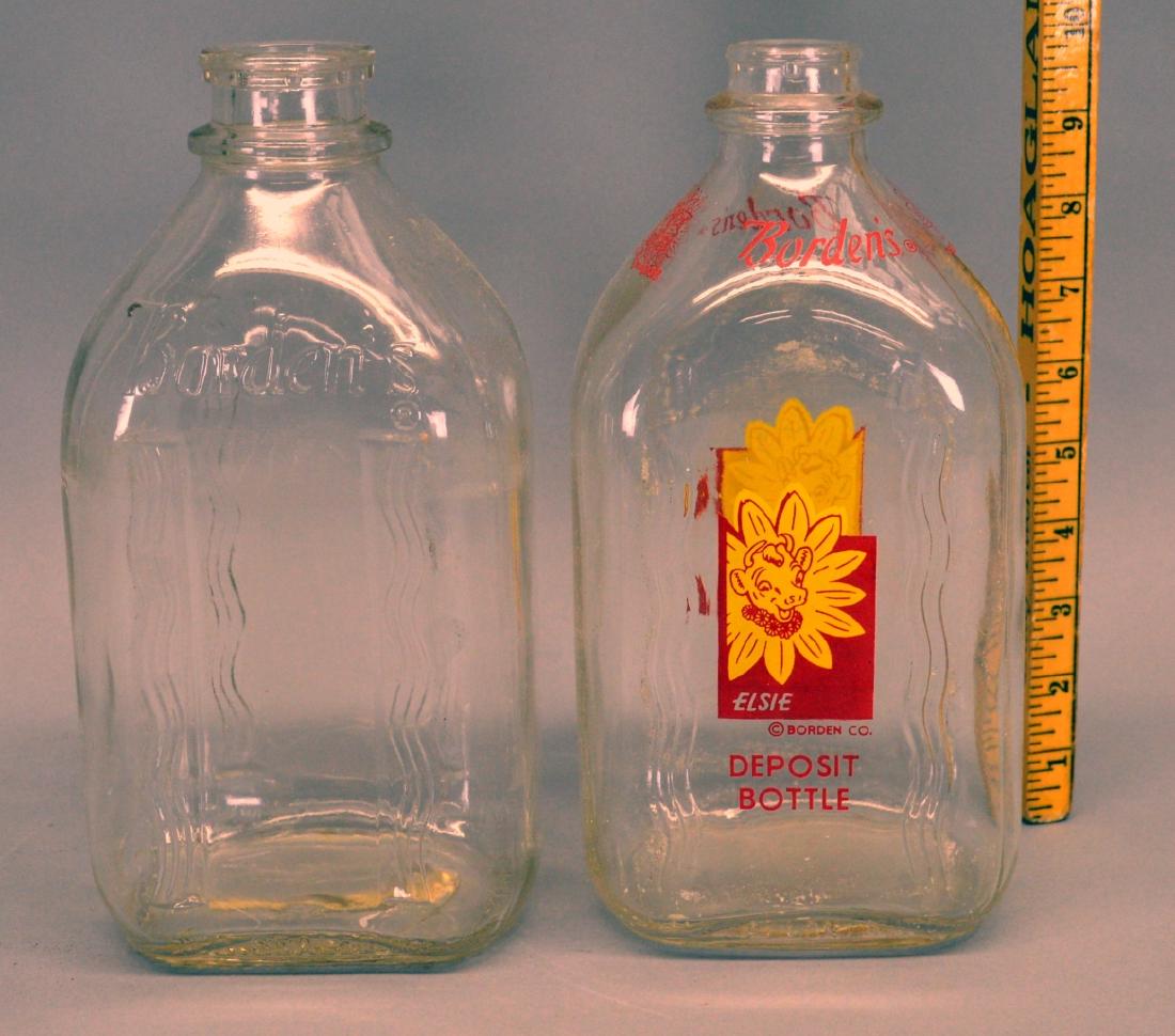 Borden dairy bottle with logo and borden plain bottle (1 of 2)
