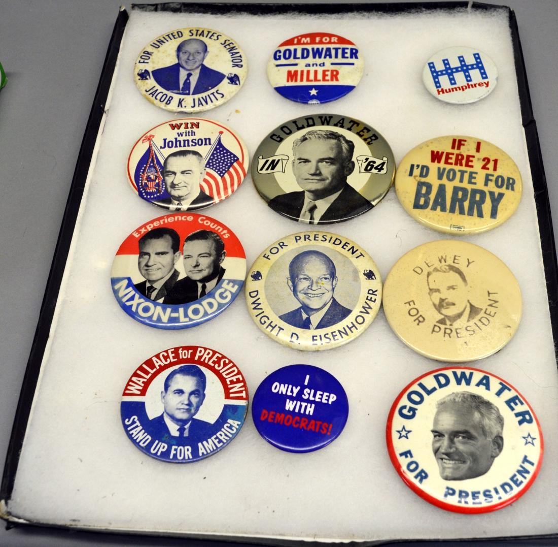Political buttons, Goldwater, Barry, Johnson, Nixon,: Political buttons, Goldwater, Barry, Johnson, Nixon, Eisenhower, Dewey, Wallace