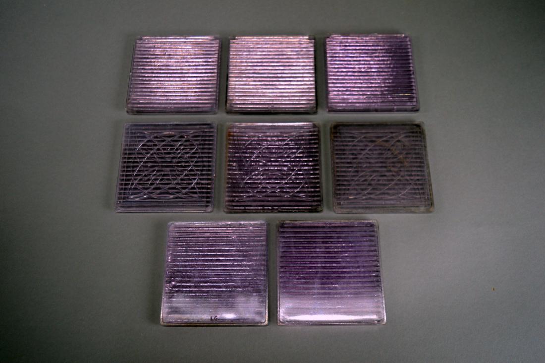 8 Frank Lloyd-Wright designed glass tiles: Circa 1900-1920, manufactured by Luxfer Prism Tile Co.