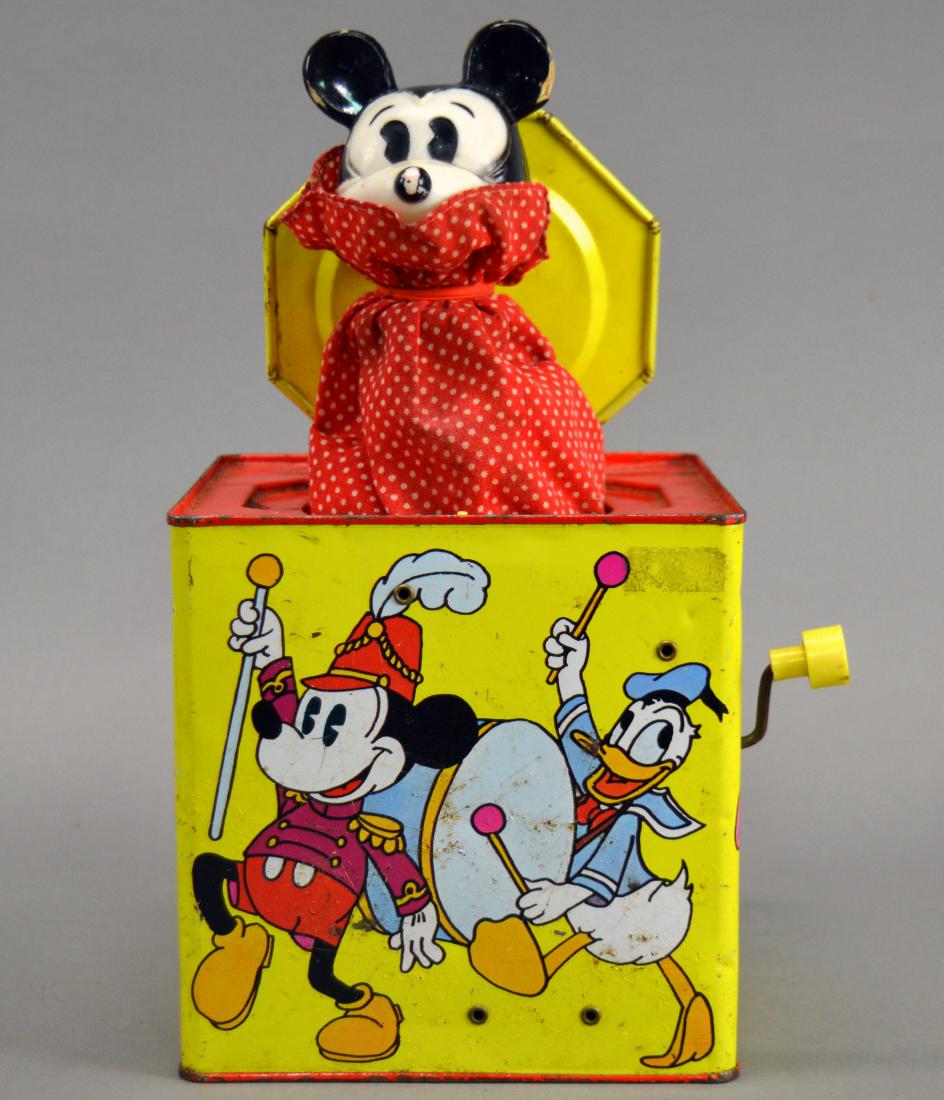 Vintage tin litho Minnie Mouse "jack-in-the-box": Minor wear