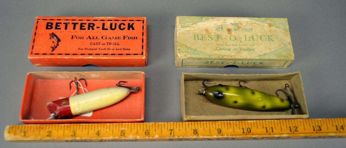 Two vintage fishing lures with boxes Better Luck: Including Better-Luck and Best-O-Luck