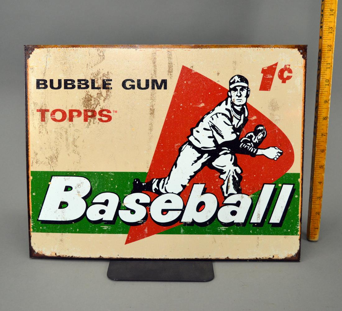 Reproduction Topps Bubble Gum Baseball metal sign: Reproduction Topps Bubble Gum Baseball metal sign