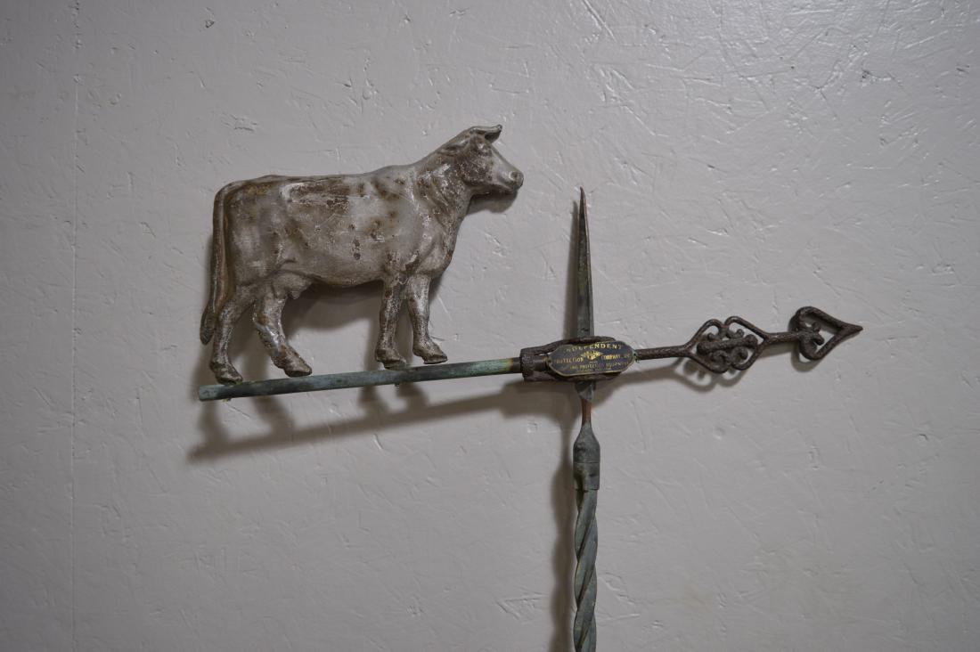 Antique lightning rod with cow weathervane 4'T (1 of 6)