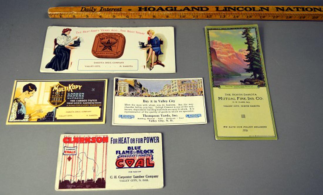Five vintage Valley City, ND advertising ink blotters (1 of 2)