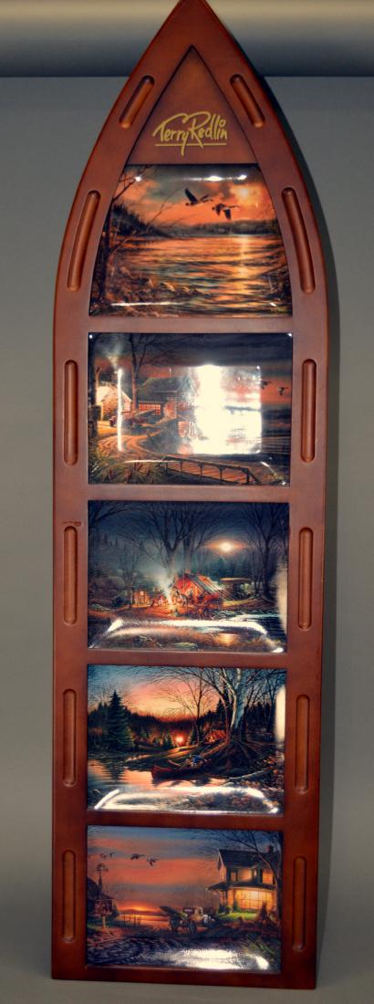 Bradford Exchange Terry Redlin Porcelain Plates: "Terry Redlin's Woodland Canoe," with canoe display