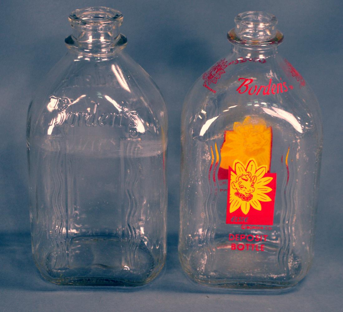 Two vintage Borden's milk bottles: Two vintage Borden's milk bottles