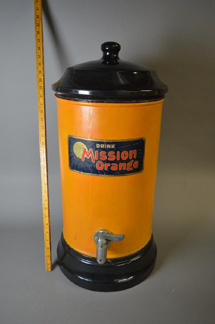 Mission Orange enameled metal soda dispenser