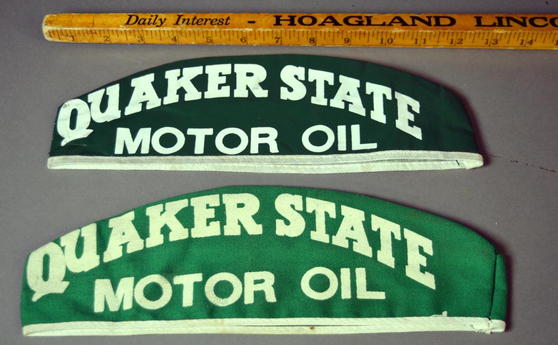 Two vintage Quaker State Motor Oil hats: Two vintage Quaker State Motor Oil hats