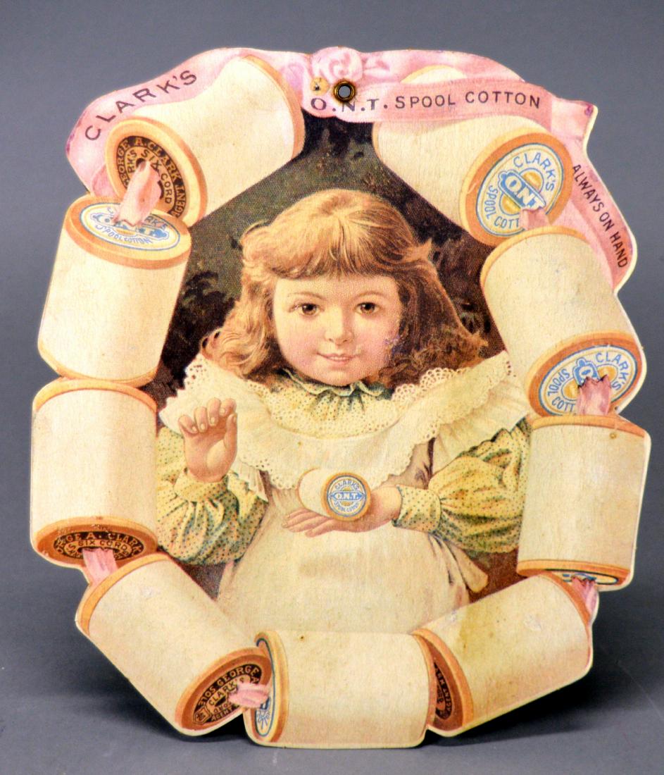 Clark's Spool Cotton cardboard advertisement (1 of 2)