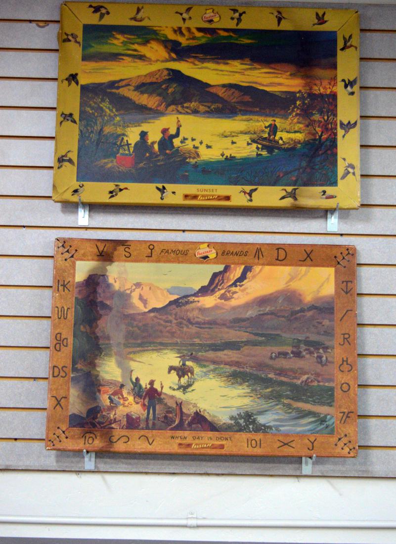 Two vintage Falstaff beer paper board signs (1 of 5)