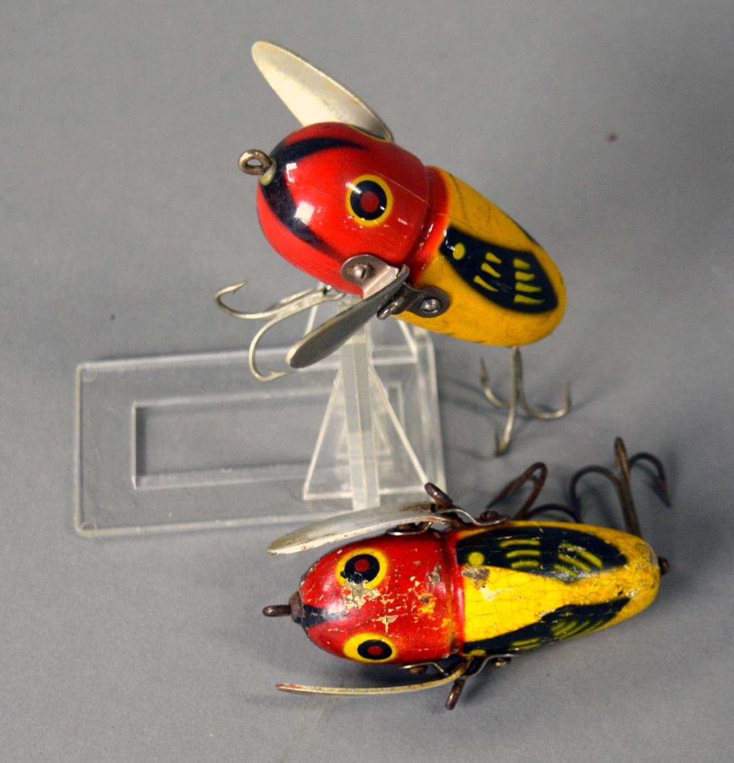 Two vintage fishing lures: Both Heddon Crazy Crawlers