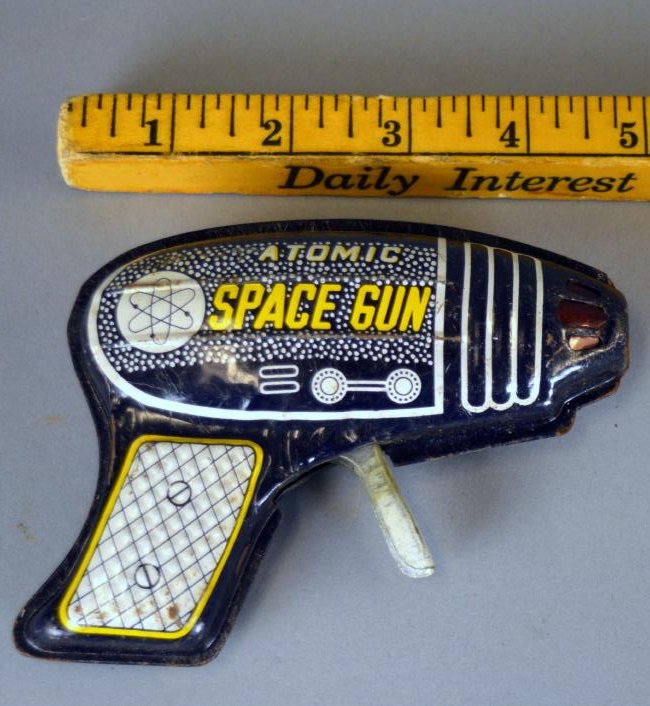 Pistolet À Bulles En Tôle Japon Exelo Jouet Spatial Années 1950