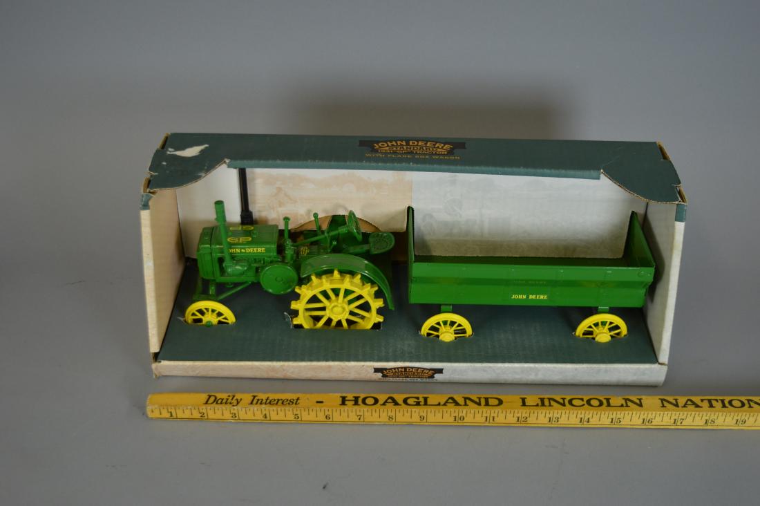 Ertl diecast John Deere 1931 "GP" tractor: With flare box wagon. 1/16 scale. #5062DO. 1996